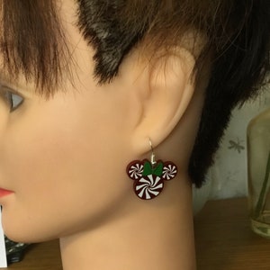 Minnie candy cane earrings acrylic