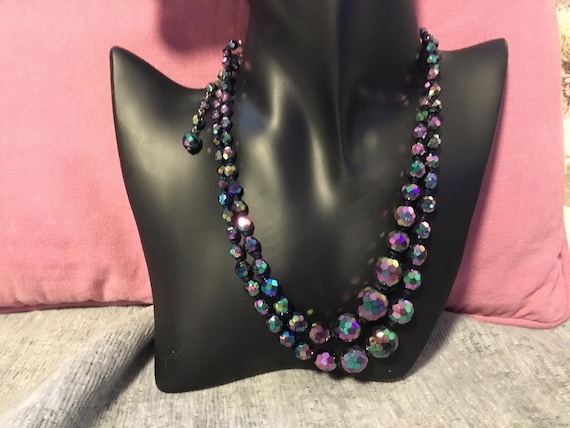 vintage 1940s ish era carnival glass necklace austria 16 inch double strand