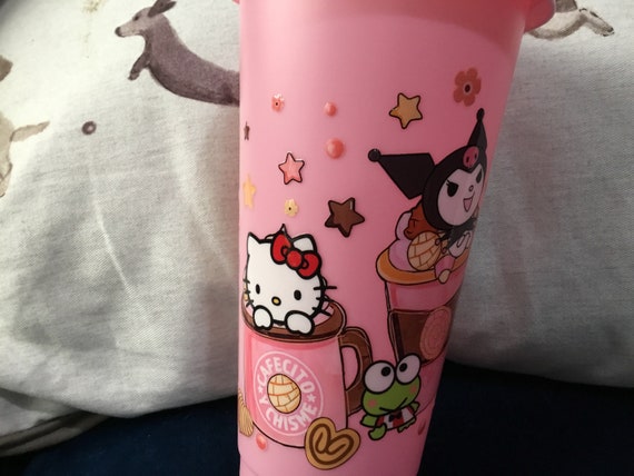 kawaii inspired pink cold cup
