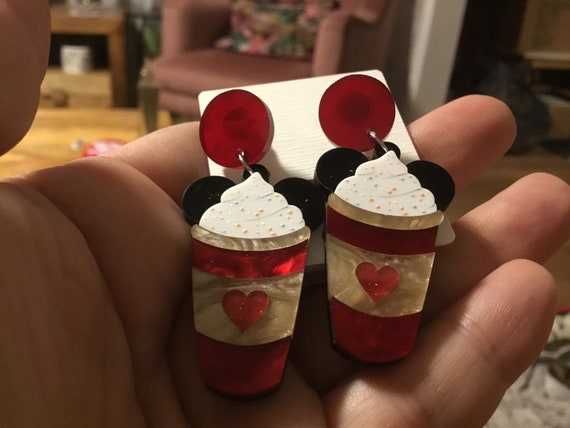 Mouse head drinks acrylic earrings