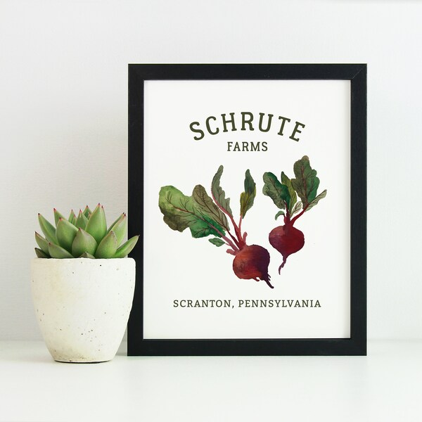 Funny Beet Farm Watercolor Print | Rustic Farmhouse Wall Art, Red Beet Kitchen Decor