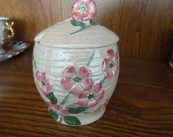 Vintage Lusterware Sugar Bowl by Maling in Cherry Blossom Design