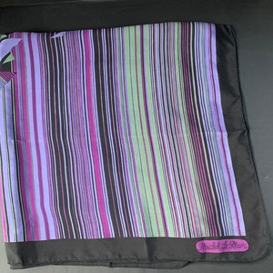 Foulard Vintage Michel Paris En Soie & Vinylal - Motif Floral Multicolore, Fait Main En France