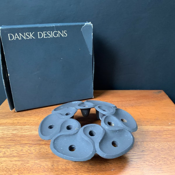 Vintage Dansk Jens Quistgaard Mid Century Danish Modern Cast Iron Taper Lotus Flower Candle Holder from the 1970s