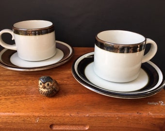 Arabia Karelia Finland coffee or tea cup and saucer, Anja Jaatinen-Winquist, Finnish Arabia mid century design 1970s