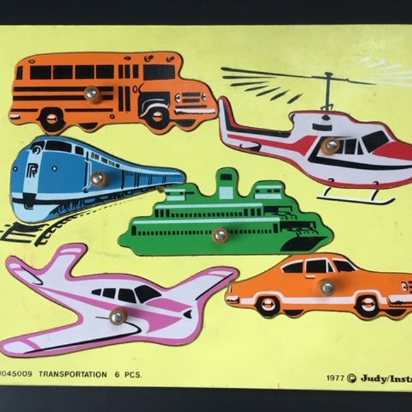 Judy Instructo 6 Piece Transportation Wooden Preschool Puzzle 3 J045009 1977