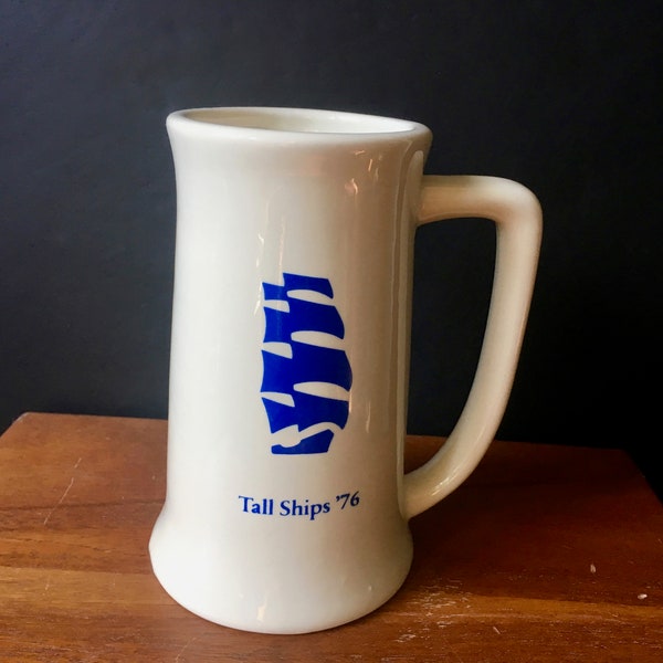 1976 Bicentennial Anniversary Tall Ships Mug - New York Harbor - Hudson River Boats - July 4, 1776 - Tall Ships -