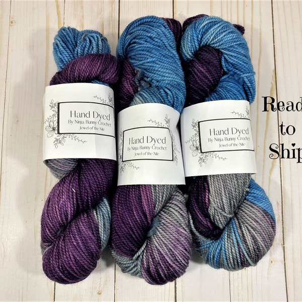 Hand Dyed Yarn/ Worsted Weight/ Ready to Ship - Jewel of the Nile