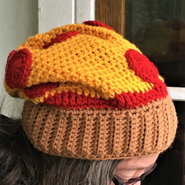 Crochet Pizza Slouchy Hat Pattern