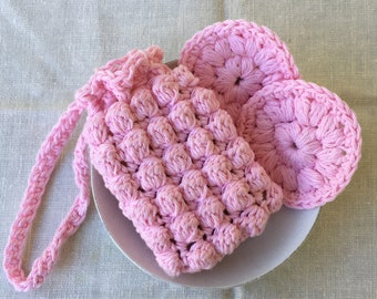 Crochet Bath Spa Set - Soap Saver Sack and Face Rounds - PATTERN