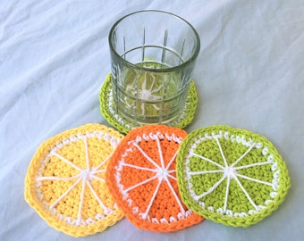 Crochet Fruit Slices Coaster Pattern