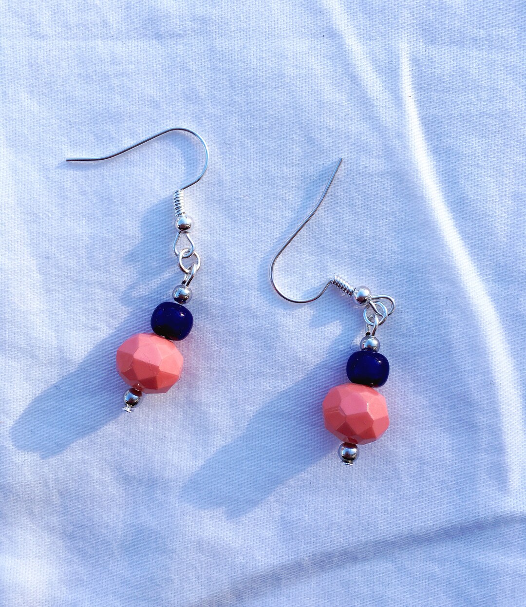 Twotone Earrings Beaded Drop Earrings. Small Drop Earrings Etsy