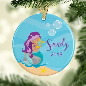 Personalized Christmas Ornament, Personalized Keepsake Ornament, Mermaid  Ornament