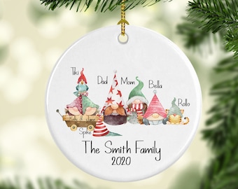 Personalized Gnome Ornament, Custom Gnome Gift, Gnome Family Ornament, Personalized Family Ornament, Christmas Gnome Ornament