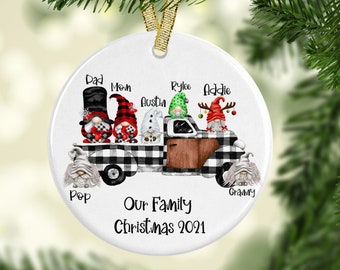 Personalized Gnome Ornament, Custom Gnome Gift, Gnome Family Ornament, Personalized Family Ornament, Christmas Gnome Ornament