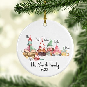 Personalized Gnome Ornament, Custom Gnome Gift, Gnome Family Ornament, Personalized Family Ornament, Christmas Gnome Ornament