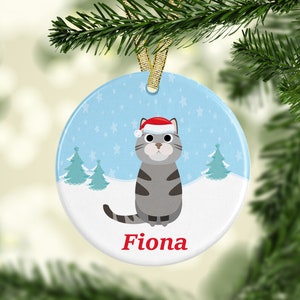 Custom Cat Ornament, American Shorthair Cat Ornament, Personalized Cat Mom Ornament,  Cat Lover gift
