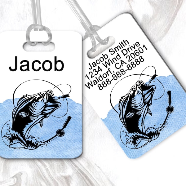 Custom Luggage Tag, Fishing Luggage Tag, Personalized Luggage Tag, Fisherman Bag Tag, Back Pack Tag, Gift For Sportsman, Fish Luggage Tag