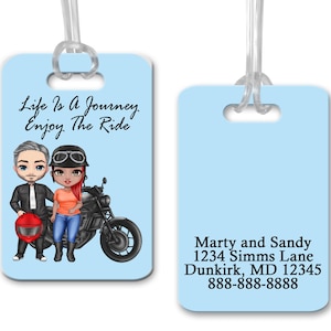 Motorcycle Luggage Tag, Biker Tag, Personalized Motorcycle Gift, Backpack Tag, Biker Couple Gift, Gift For Motorcycle Rider