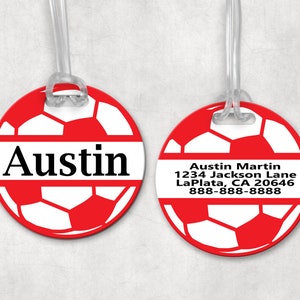 Soccer Bag Tag, Personalized Soccer Tag, Custom Sports Bag Tag, Sports Team Bag Tag, Soccer Team Gift, Youth Sports Bag Tag