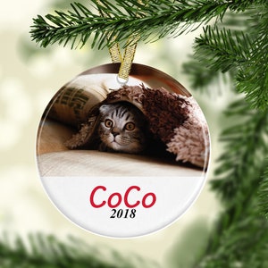 Custom Photo Cat Ornament, Personalized Cat Mom Ornament,  Cat Lover gift