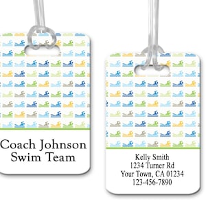 Swimming Luggage Tag, Personalized Bag Tag, Swim Team Bag Tag, Sports Bag Tag, Swim Team Gift, Gift For Swimmer