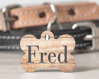 Wood Grain Pet Tag, Pet ID Tag, Dog Collar Tag, New Puppy Gift, Monogram Pet Tag, Custom Dog Tag