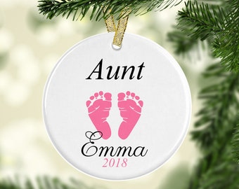 Personalized Aunt Ornament, New Aunt Gift, Gift For Sister, Aunty Christmas Ornament, Personalized Ornament