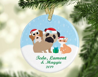 Personalized Pet Ornament, Animal Lover Gift, Personalized Ornament, Dog Ornament, Christmas Pet Ornament, Cat Ornament
