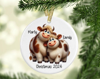 Cow Ornament, Custom Cow Gift, Cow Family Ornament, Personalized Family Ornament, Animal Lover Gift, Personalized Ornament, Gift For Mom