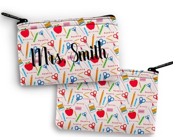 Personalized Teacher Change Purse, Credit Card Pouch,  Small Wallet, Gift For Teacher, Coin Purse