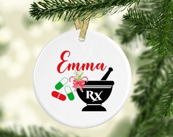 Pharmacist Ornament, Custom Ornament, Pharmacy Gift, RX Christmas Ornament, Pharmacy Tech Gift, Gift For Pharmacist