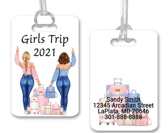 Best Friends Tag, Personalized Vacation Tag, Travel Bag Tag, Backpack Tag, Girls Trip Luggage Tag, Girls Road Trip Tag