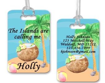 Beach Bag Tag, Vacation Luggage Tag, Summer Vacation Tag, Travel Bag Tag, Backpack Tag, Girls Trip Luggage Tag