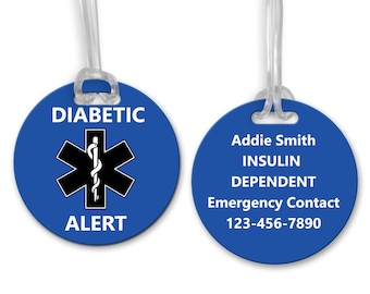 Medical Alert Bag Tag, Personalized Medical ID Tag, Custom Medical Tag, Allergy Alert Luggage Tag, Diabetic Allergy Tag, Personalized ID Tag