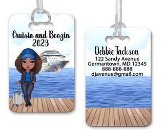 Cruise Ship Tag, Personalized Vacation Tag, Travel Bag Tag, Backpack Tag, Girls Cruise Trip Luggage Tag,  Senior Trip Gift, Couples Tag