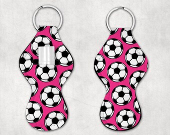 Soccer Ball Chapstick Holder, Sports Gifts, Chapstick Keychain, Party Favors, Sports Team Gift, Gift For Soccer Team