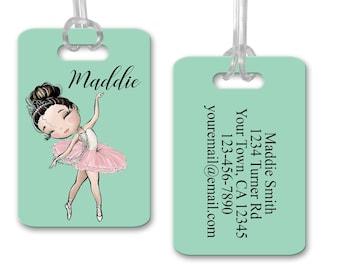 Ballet Bag Tag, Personalized Bag Tag, Gift For Ballerina , Dance Bag Tag,  Kids Backpack Tag, Girls Luggage Tag, Dance Team Gift