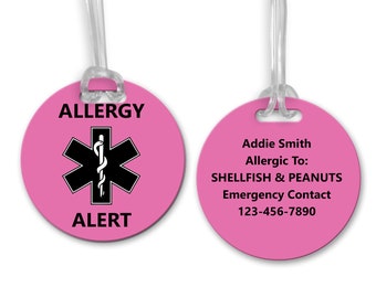 Medical Alert Bag Tag, Personalized Medical ID Tag, Custom Medical Tag, Allergy Alert Luggage Tag, Peanut Allergy Tag, Personalized ID Tag