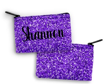 Faux Glitter Coin Purse, Credit Card Pouch, Personalized Gift, Gift For Her,  Change Purse