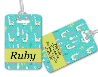 Llama Personalized Luggage Tag, School Backpack Tag, Girls Luggage Tag, Bookbag Tag, Briefcase Tag, Llama Luggage Wrap, Gift For Traveler