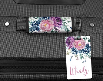 Floral Luggage Tag, Personalized Luggage Tag, Luggage Handle Wrap, Custom Luggage Tag, Cute Travel Accessories. Luggage Finder