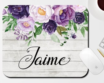 Personalized Mouse Pad, Custom Floral Mouse Pad, Office Decor, Mouse Pad and Coaster Desk Set, Floral Mouse Pad, Office Gift