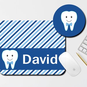 Dentist Office Mouse Pad and Coaster Set, Desk Accessories, Tooth Desk Coaster, Gift For Dentist