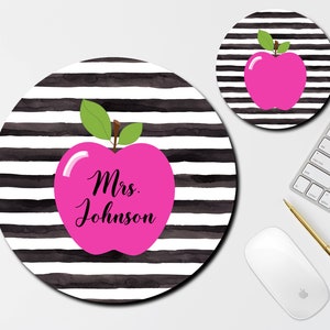 Apple Mouse Pad and Coaster Set, Desk Accessories, Teacher Gift, Personalized Gift