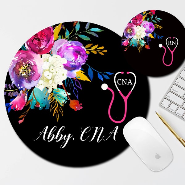 Nurse Mouse Pad and Coaster Set, Desk Accessories, Office Staff gift, Graduation Nurse Gift