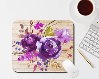 Floral Mouse Pad, Receptionist Gift, Office Staff Gift, Desk Accessories,  Wood Grain Mouse Pad, New Job Gift, Graduation Gift