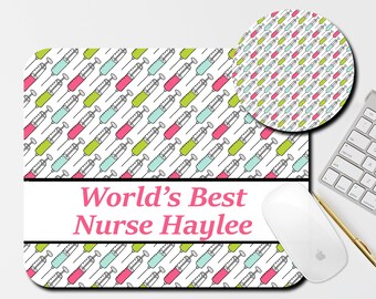 Nurse Mouse Pad, Gift For Pediatric Nurse, Mouse Pad and Coaster Set Gift, Personalized Nurse Mouse Pad, RN Custom Mouse Pad