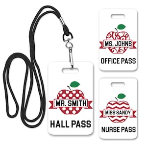 Personalized Lanyard Hall Pass, Teacher Lanyard Classroom Pass, Gift For Teacher, Passes For Teacher, Hall Pass