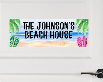 Personalized Beach Name Sign, Beach House Aluminum Door Sign, Beach Sign Gift, Beach Scene Wall Sign, Beach Lover Gift